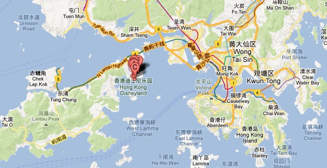 香港迪士尼地理位置图