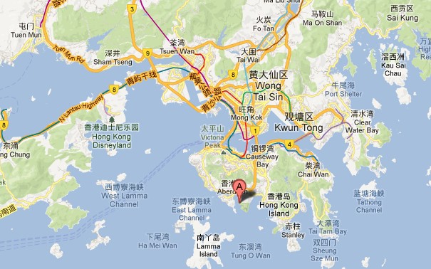 香港海洋公园地理位置图